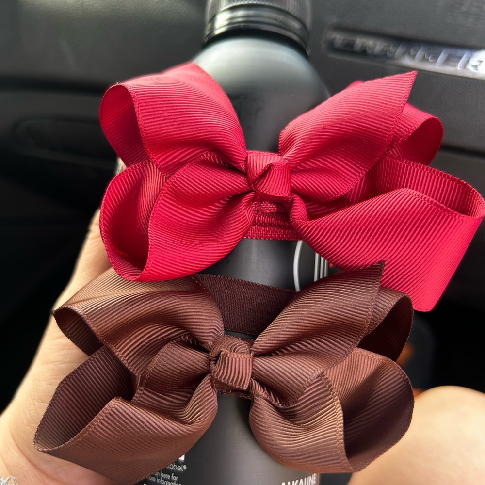 Red and Brown Hair Bows for Kids
